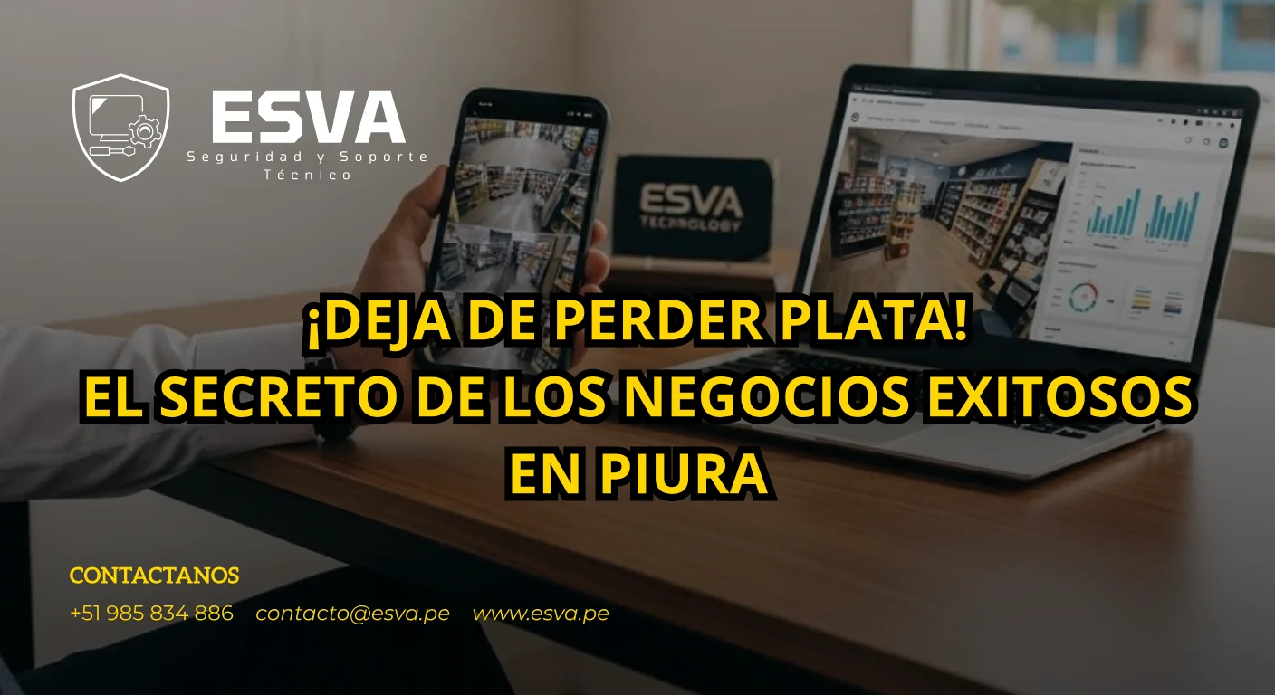 Empresario en Piura monitoreando su negocio en una tablet gracias a las cámaras de seguridad de ESVA.