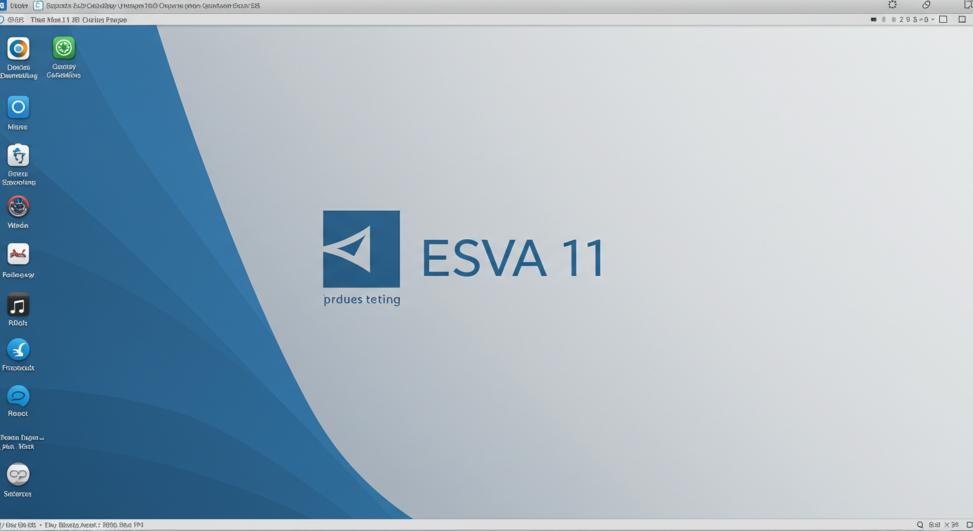 Un escritorio de Windows 11 limpio y organizado, mostrando el logo de ESVA en el fondo de pantalla, con un aspecto profesional y moderno.