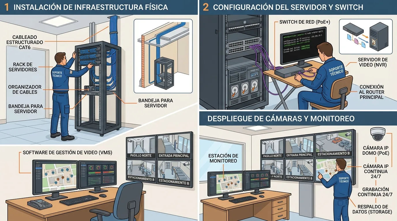 Instalación de redes y servidores para cámaras de seguridad
