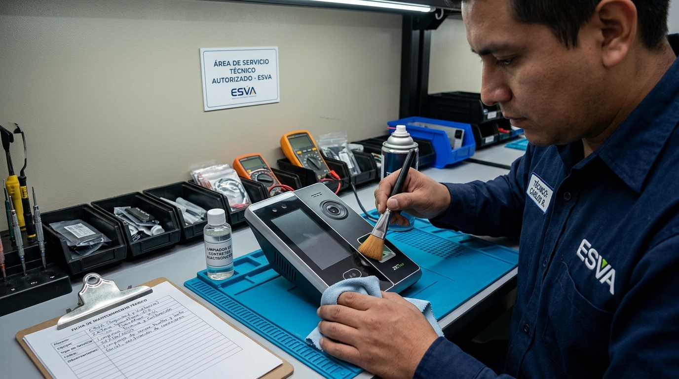 Mantenimiento especializado de lectores biométricos Limpieza técnica de lector biométrico ZKTeco por ESVA