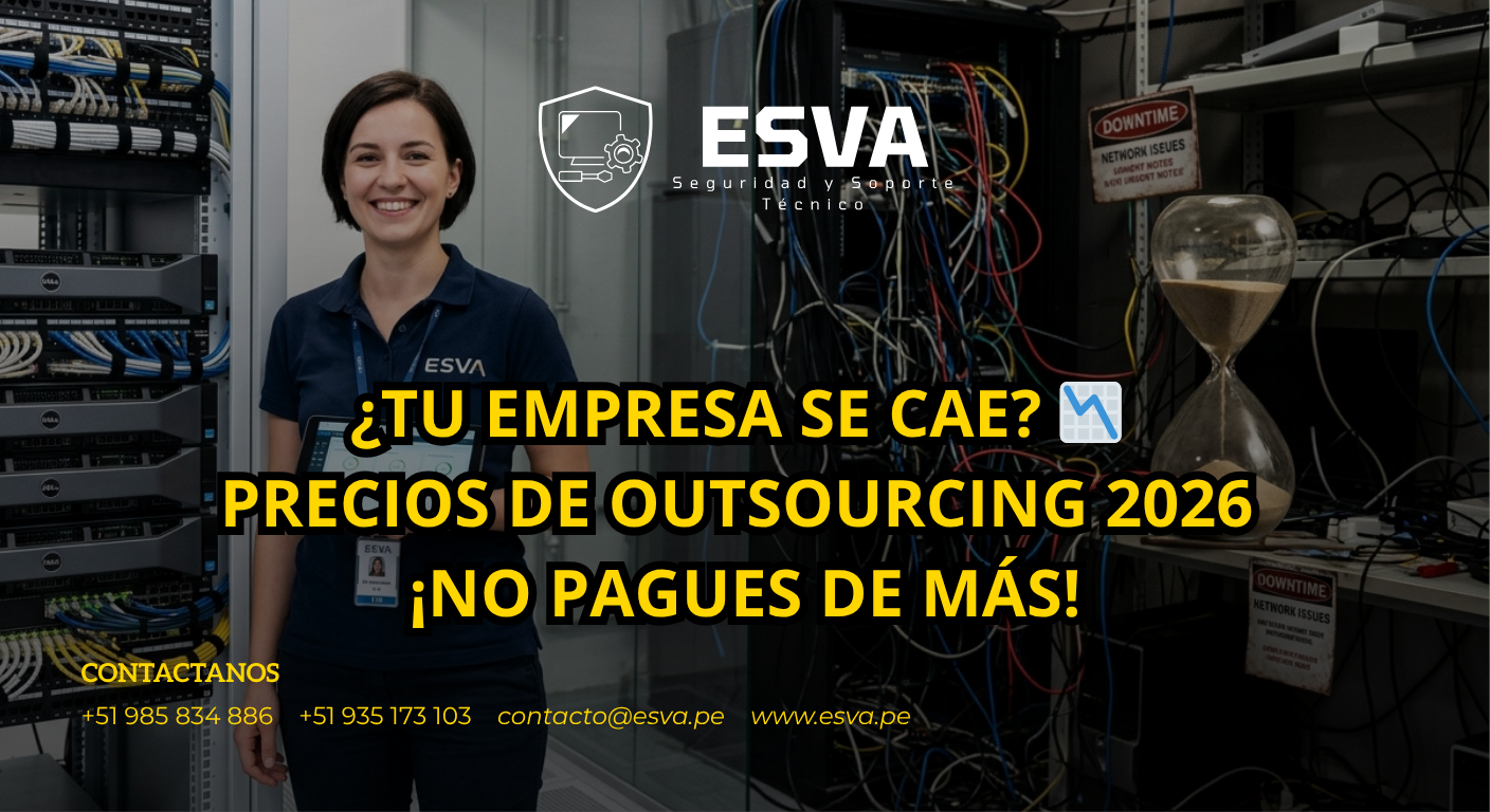 Técnico de ESVA optimizando servidores y sistemas de cámaras de seguridad en Piura