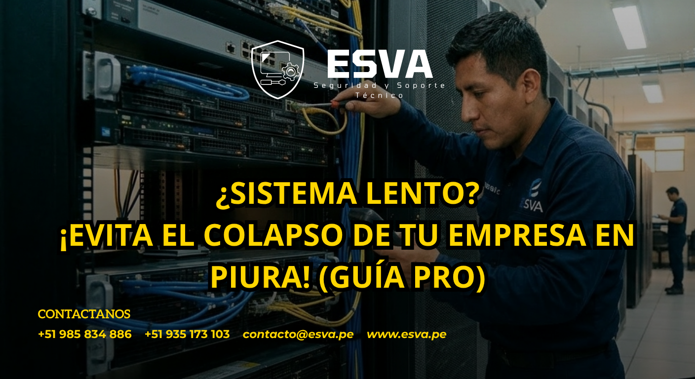 Técnico experto configurando un rack de servidores en Piura