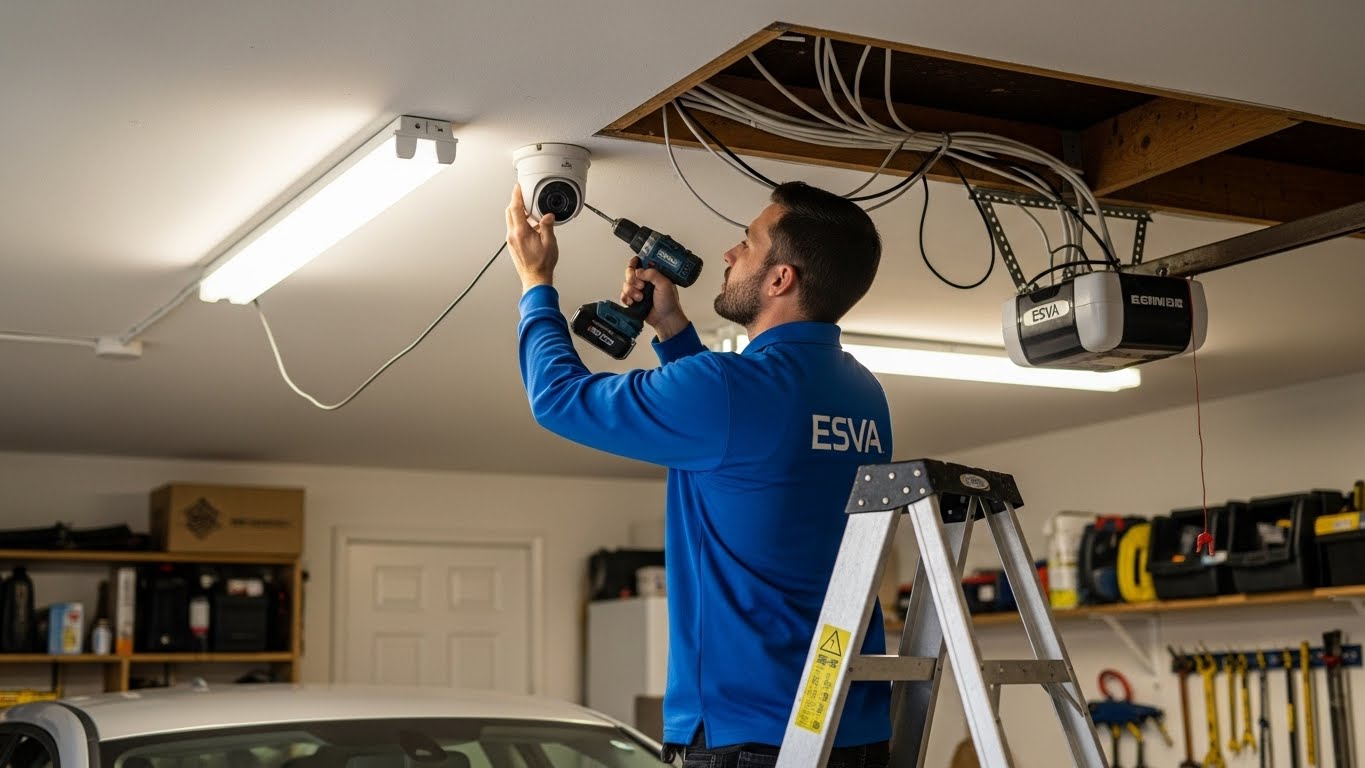 Técnico de ESVA configurando un sistema de cámaras IP Técnico de ESVA configurando un sistema de cámaras IP