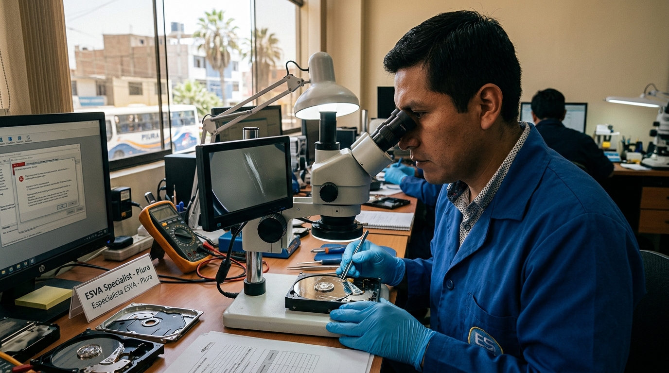 Técnico de ESVA realizando diagnóstico de hardware