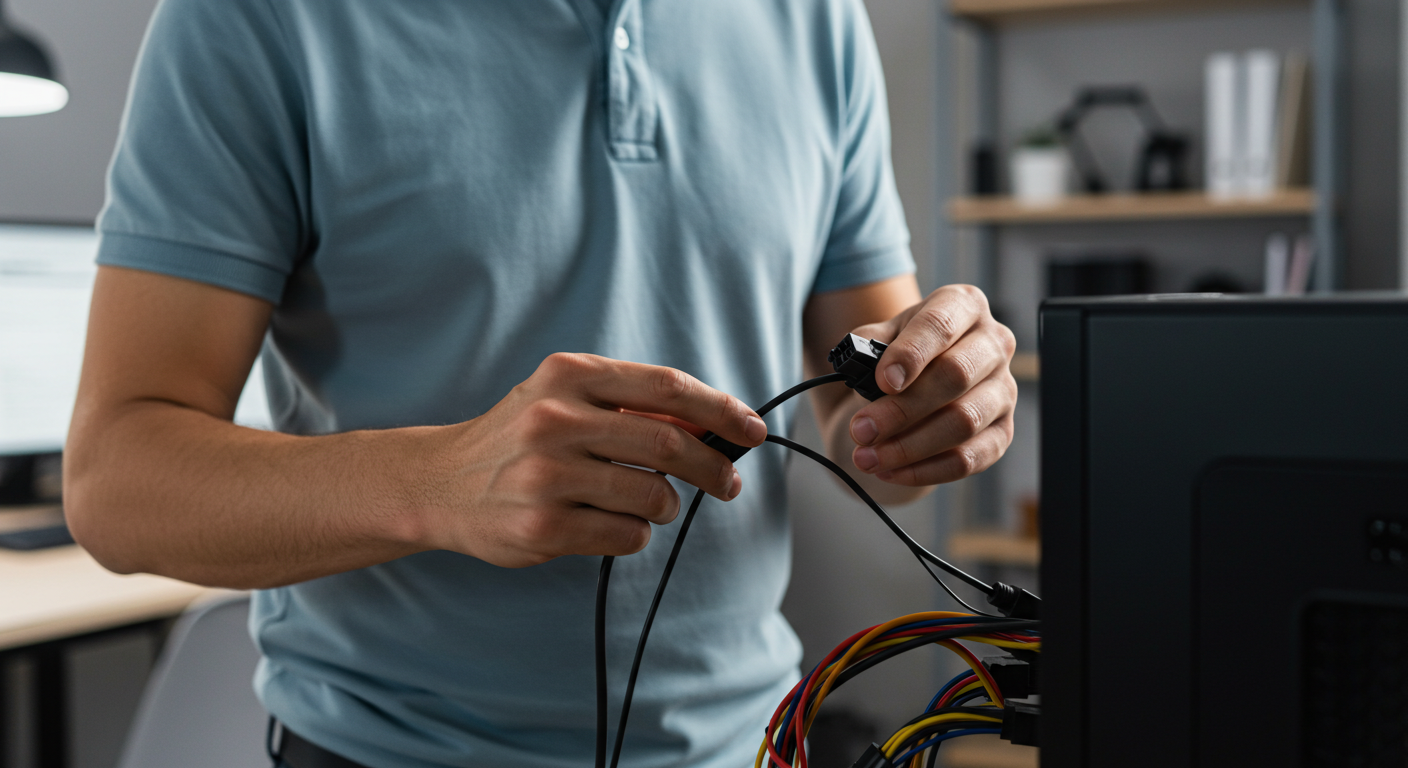 verificando los cables de alimentación de una PC