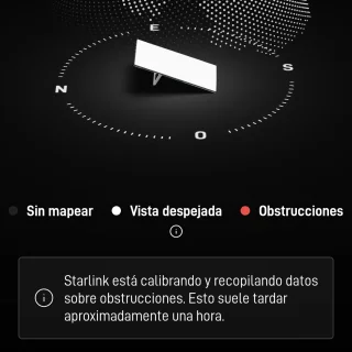 App de Starlink calibrando el mapa de obstrucciones de la antena en Chifles Olaechea